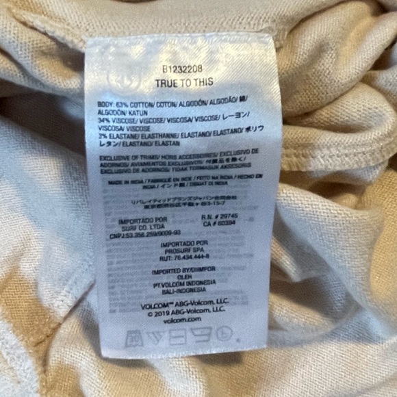 Volcom Lived In Lounge Fleece Pants - Sand - Picture 9 of 9